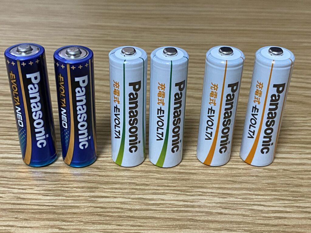 パナソニックの電池。アルカリ電池エボルタと充電式エボルタ