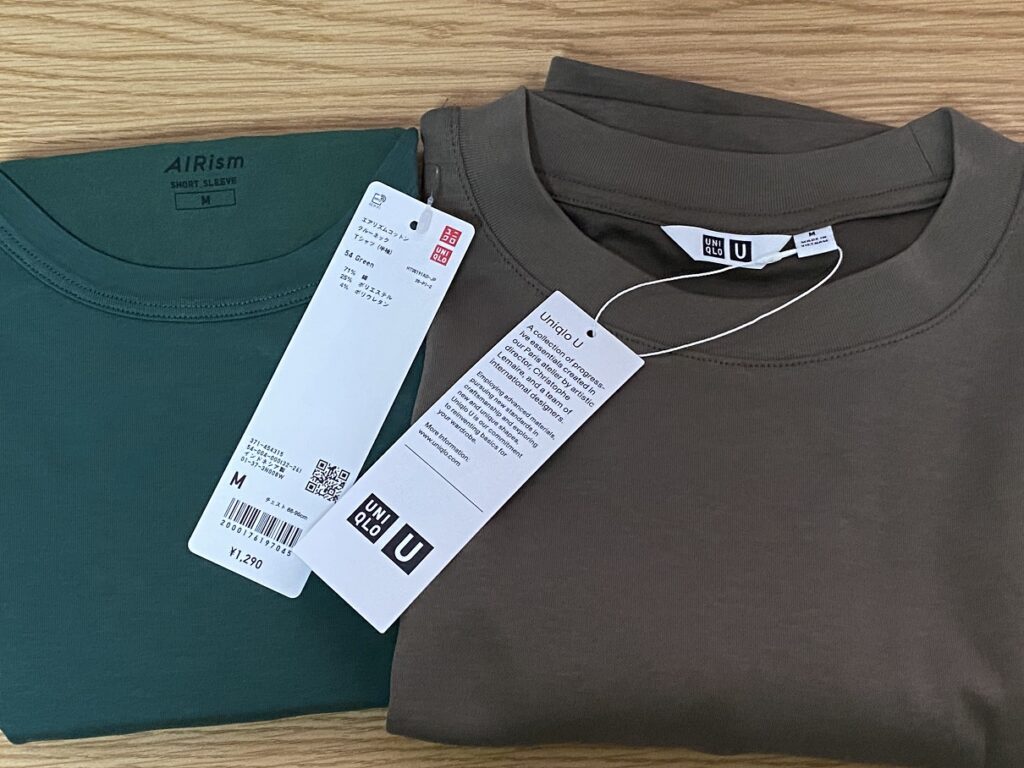 ユニクロのエアリズムコットンTシャツとエアリズムコットンオーバーサーズTシャツ（5分袖）