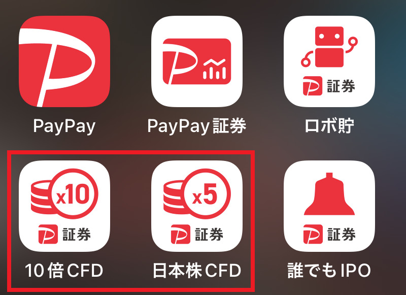 PayPay証券のCFD取引アプリ。CFD取引に特化している。
