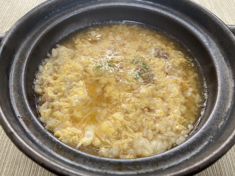 業務スーパーの大盛り牛丼の具を利用したおじや