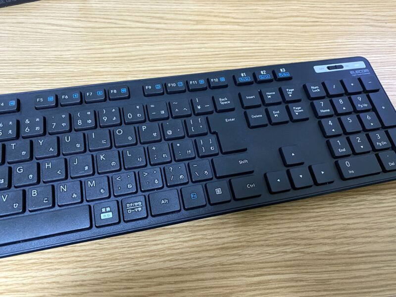 ワイヤレスキーボードもエネループで操作できる。チャタリングも問題なし。