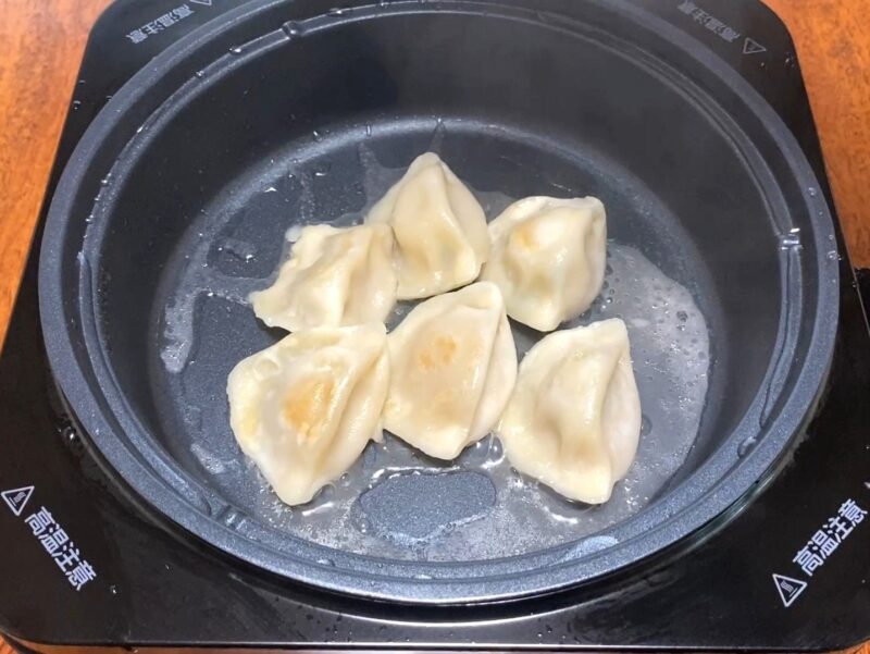 業務スーパー 美味しい海老餃子 焼き調理 蒸し焼き フライパン 水餃子